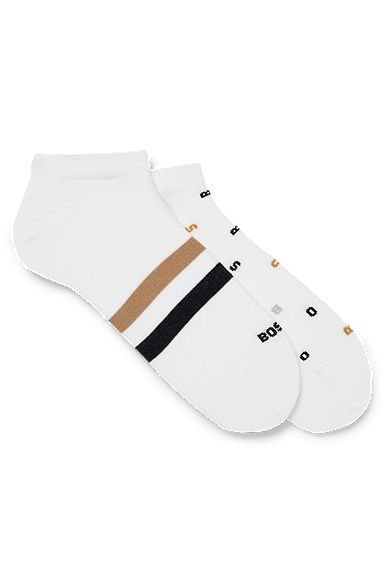 Paquete de 2 calcetines tobilleros con detalles de la marca, Blanco