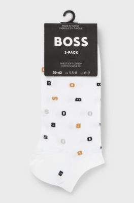 Two-pack of ankle socks with signature details, White