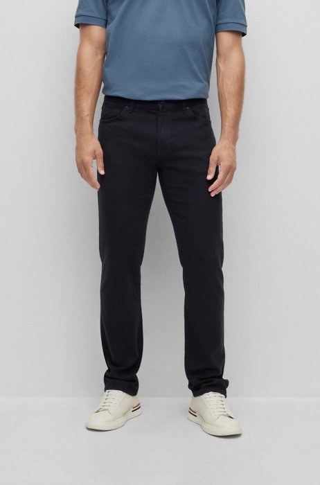 Regular-fit jeans in micro-structured stretch denim, Dark Blue