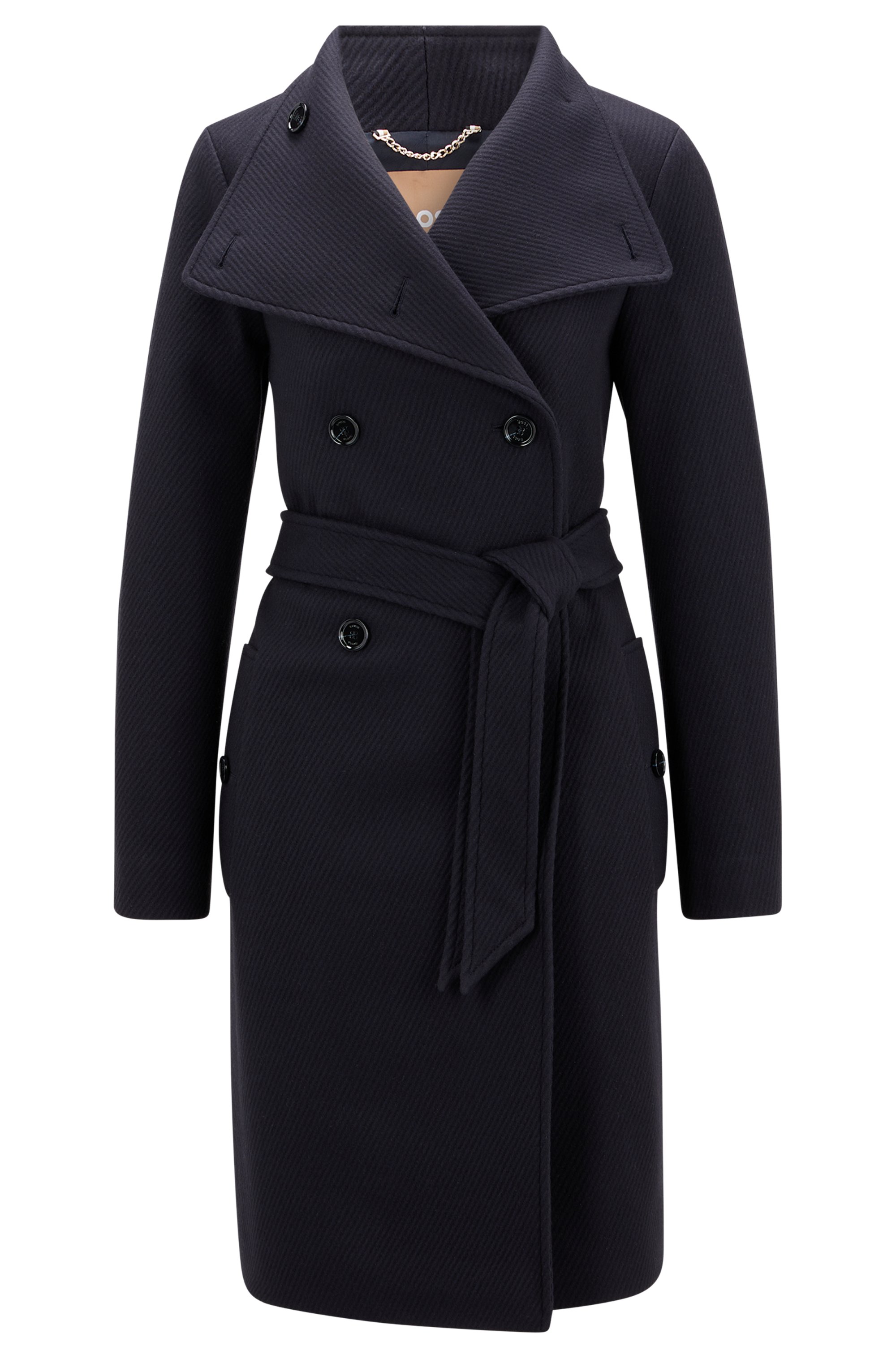 Wool-blend formal coat with double-breasted closure, Dark Blue