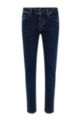 Tapered-fit jeans in blue-black knitted denim, Dark Blue
