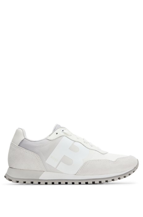 Suede-trimmed degradé trainers with 'B' detail, White