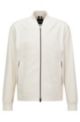 Slim-fit zip-up jacket in stretch seersucker fabric, White