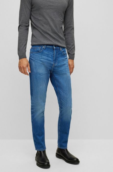 Hijsen litteken bereiken BOSS - Slim-fit jeans in blue Italian denim with organic cotton