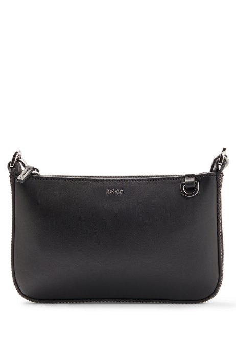 Faux-leather mini bag with chain detail, Black