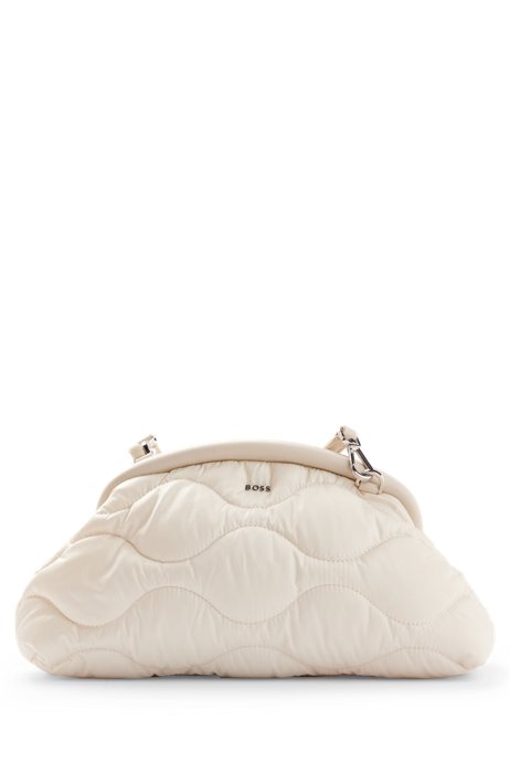 Quilted clutch bag with logo detail, White