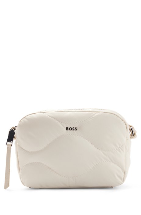 Quilted crossbody bag with logo detail, White