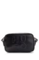 Crossbody bag in faux leather with stacked logo, Black