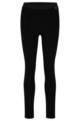 Hugo Boss Slim-fit Leggings In Stretch Jersey With Logo Waistband In Black