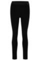 Slim-fit legging van stretchjersey met tailleband met logo, Zwart