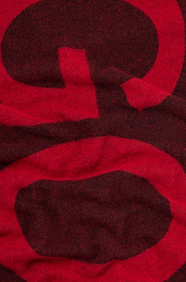 HUGO 雨果羊毛混纺徽标细节装饰中性围巾,  693_Open Pink