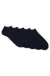 Pack de cinco pares de meias pelo tornozelo numa mistura de algodão, Azul-escuro
