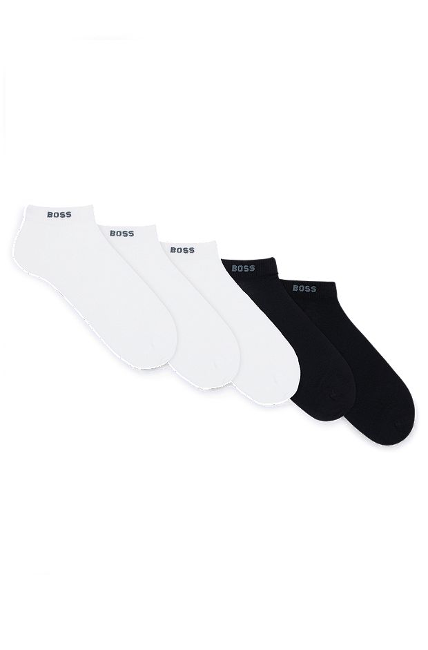 Five-pack of ankle socks in a cotton blend, White / Black