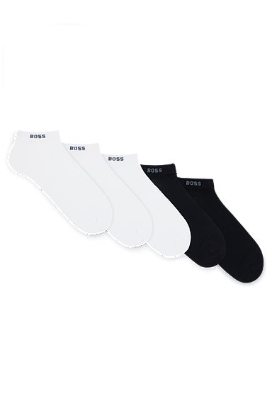 Fünfer-Pack Sneakers-Socken aus Baumwoll-Mix, Weiß / Schwarz