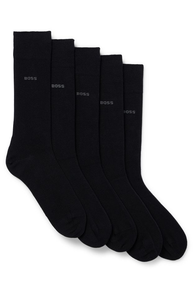 Vijf paar sokken in standaardlengte van een katoenmix, Zwart