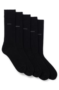 Paquete de cinco pares de calcetines de largo medio en mezcla de algodón, Negro
