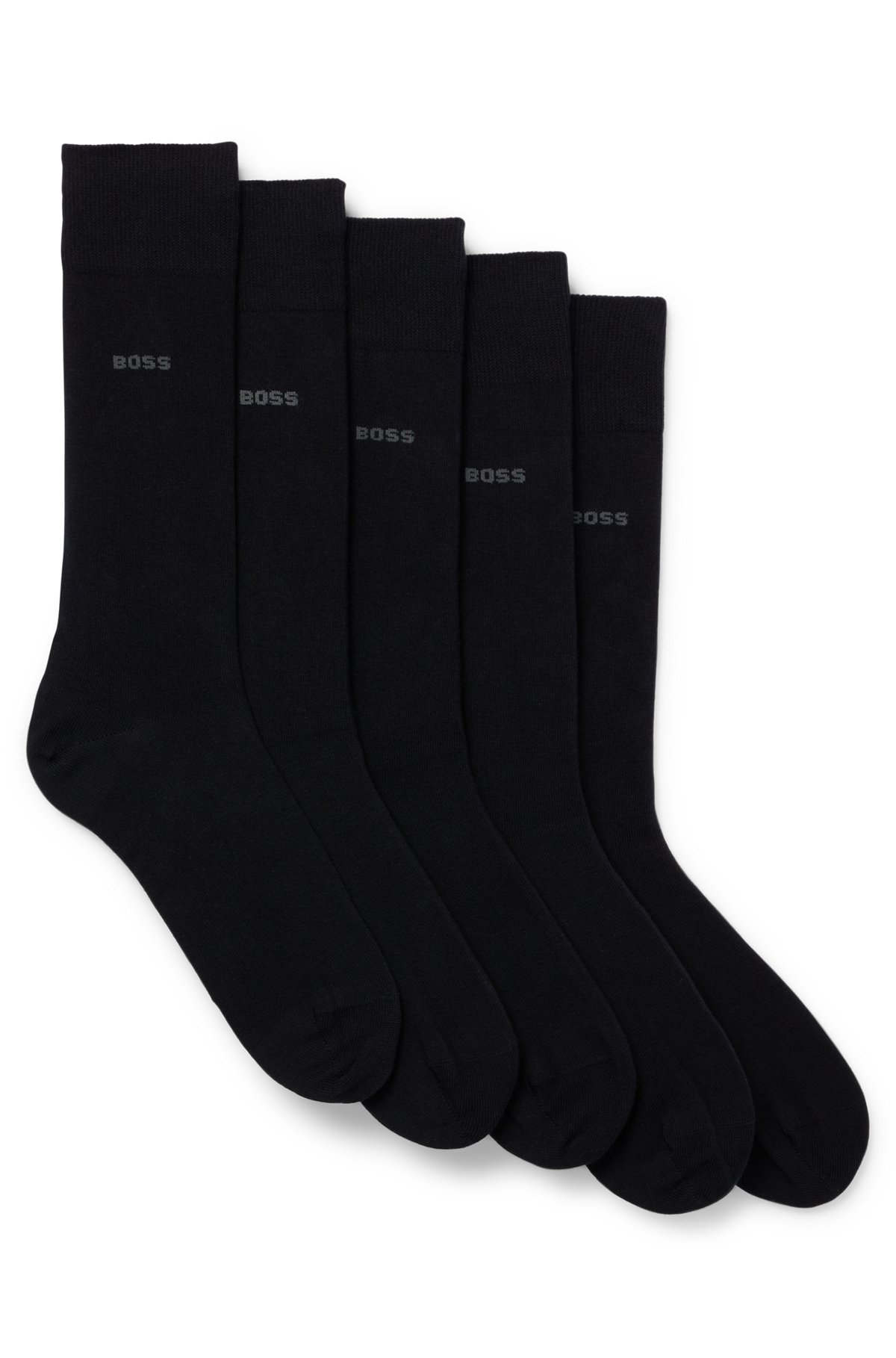 Five-pack of regular-length socks in a cotton blend, Black