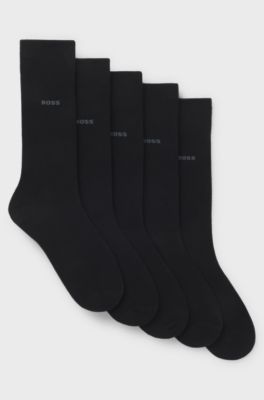 Lot de cinq paires de chaussettes mi-mollet en coton m&eacute;lang&eacute;, Noir