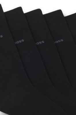 Calze ad altezza regolare in misto cotone in confezione da cinque, Nero