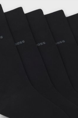 Five-pack of regular-length socks in a cotton blend, Black