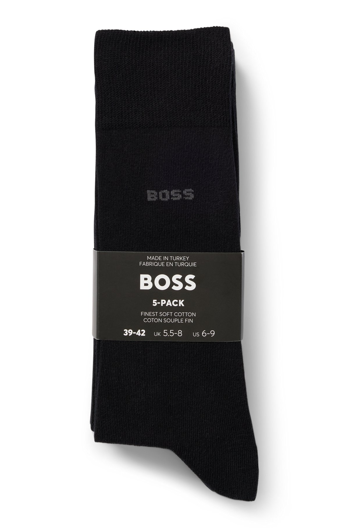 Mittelhohe Socken aus Baumwoll-Mix im Fünfer-Pack, Schwarz