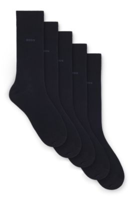 Five-pack of regular-length socks in a cotton blend, Dark Blue