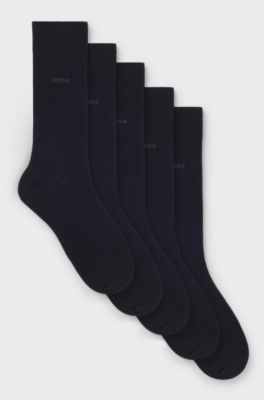 Five-pack of regular-length socks in a cotton blend, Dark Blue