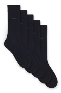 Five-pack of regular-length socks in a cotton blend, Dark Blue