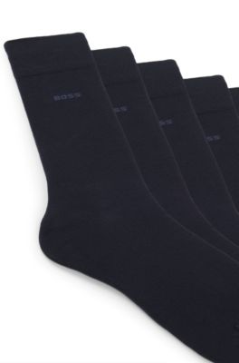 Five-pack of regular-length socks in a cotton blend, Dark Blue