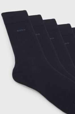 Five-pack of regular-length socks in a cotton blend, Dark Blue