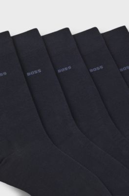 Five-pack of regular-length socks in a cotton blend, Dark Blue