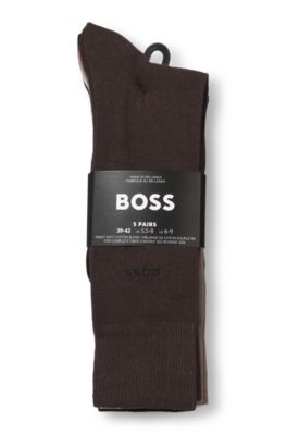 Five-pack of regular-length socks in a cotton blend, Beige / Brown / Black