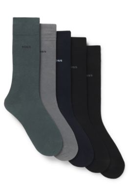 Five-pack of regular-length socks in a cotton blend, Black / Grey / Blue