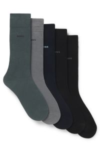Five-pack of regular-length socks in a cotton blend, Black / Grey / Blue