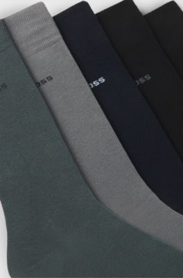 5켤레 세트 레귤러 기장 양말, 블랙 / 그레이 / 블루