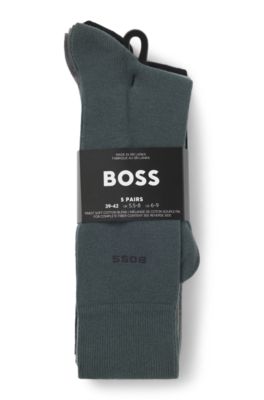 Five-pack of regular-length socks in a cotton blend, Black / Grey / Blue