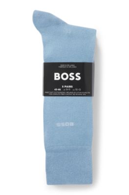 Five-pack of regular-length socks in a cotton blend, Blue / Beige