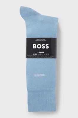 Five-pack of regular-length socks in a cotton blend, Blue / Beige