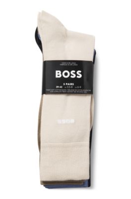 Five-pack of regular-length socks in a cotton blend, Beige / Black / Blue