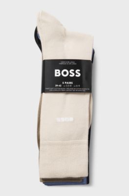 Five-pack of regular-length socks in a cotton blend, Beige / Black / Blue