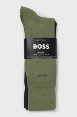 Five-pack of regular-length socks in a cotton blend, Black / Green / Blue
