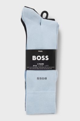 Five-pack of regular-length socks in a cotton blend, Black  /  Blue