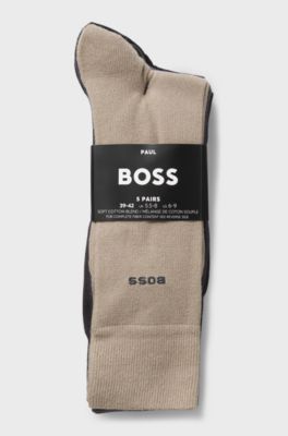 Five-pack of regular-length socks in a cotton blend, Beige / Brown / Blue / Black