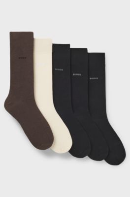 Five-pack of regular-length socks in a cotton blend, Patterned