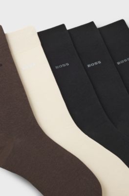 Five-pack of regular-length socks in a cotton blend, Patterned