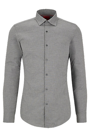 修身版型混色棉质法兰绒衬衫,  069_Open Grey