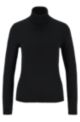 Slim-fit rollneck sweater in virgin wool, Black