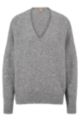 Relaxed-fit sweater with V neckline in alpaca blend, Grey