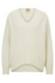 Relaxed-fit sweater with V neckline in alpaca blend, White