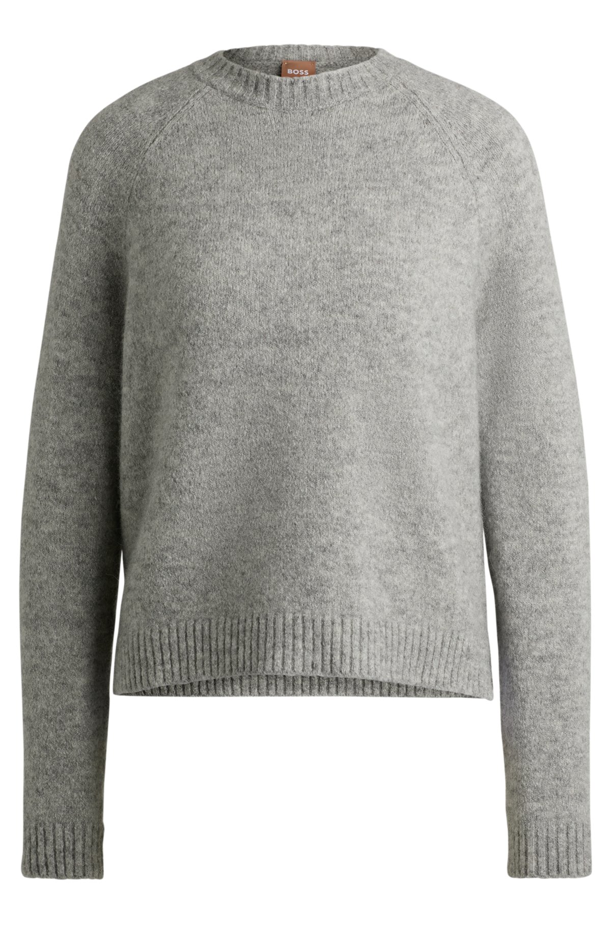 Pull à col rond en maille stretch, Gris